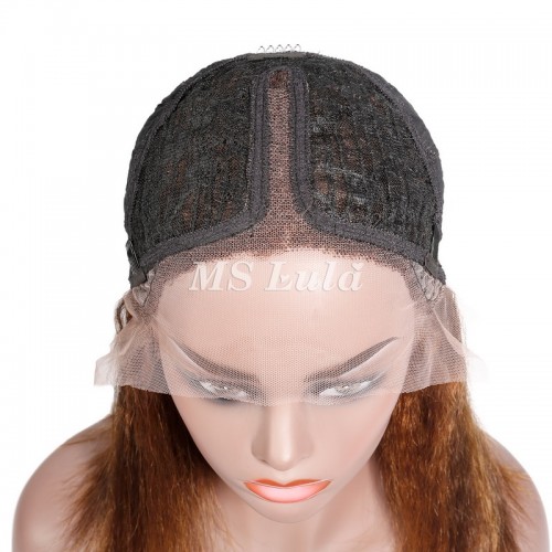 #4/27 Highlight Color Kinky Straight T Part BOB Wig | Human Hair Wig | Lace Front